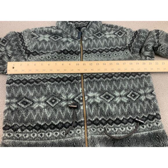 Denim & Co. Womens Small Gray‎ Aztec Fuzzy Full Zip Sweater - Picture 7 of 10